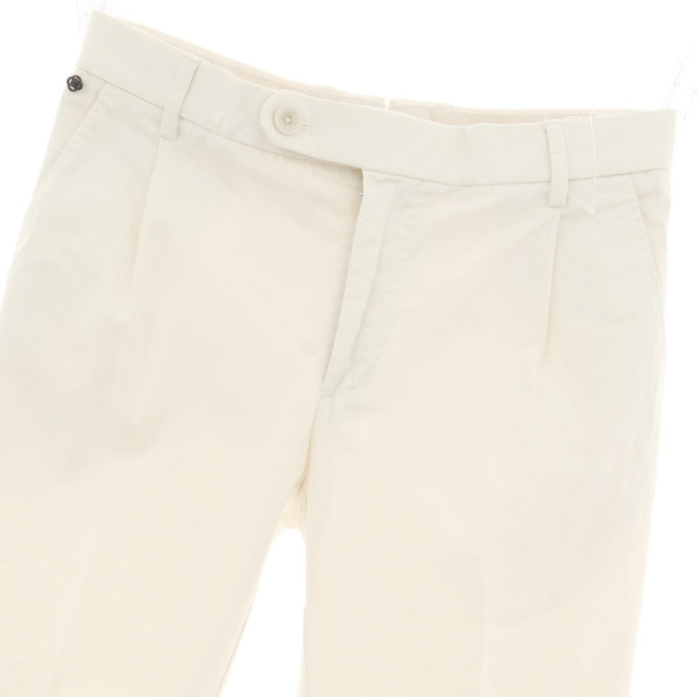 【新品】ジーティーアー G.T.A FEDERICO SLIM ストレッチコットン ワンプリーツスラックスパンツ クリーム【 44 】【 状態ランクN 】【 メンズ 】