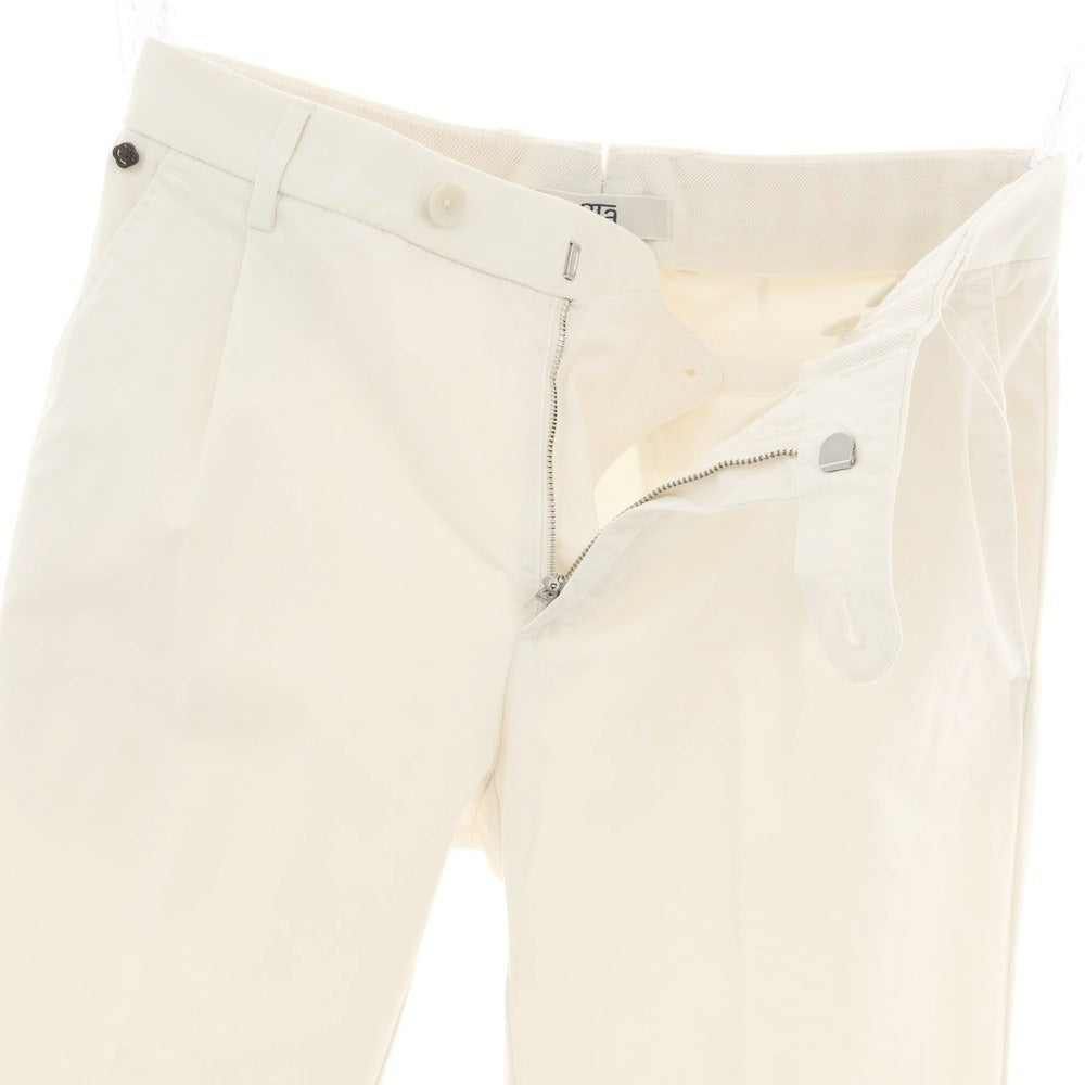 【新品】ジーティーアー G.T.A FEDERICO SLIM ストレッチコットン ワンプリーツスラックスパンツ クリーム【 44 】【 状態ランクN 】【 メンズ 】