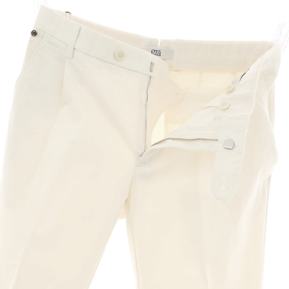 【新品】ジーティーアー G.T.A FEDERICO SLIM ストレッチコットン ワンプリーツスラックスパンツ クリーム【 46 】【 状態ランクN 】【 メンズ 】