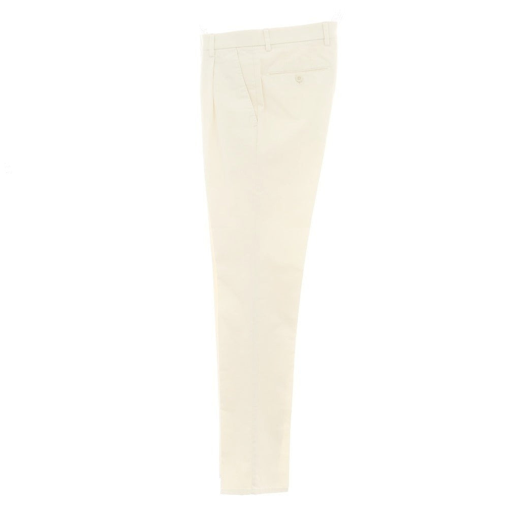 【新品】ジーティーアー G.T.A FEDERICO SLIM ストレッチコットン ワンプリーツスラックスパンツ クリーム【 46 】【 状態ランクN 】【 メンズ 】