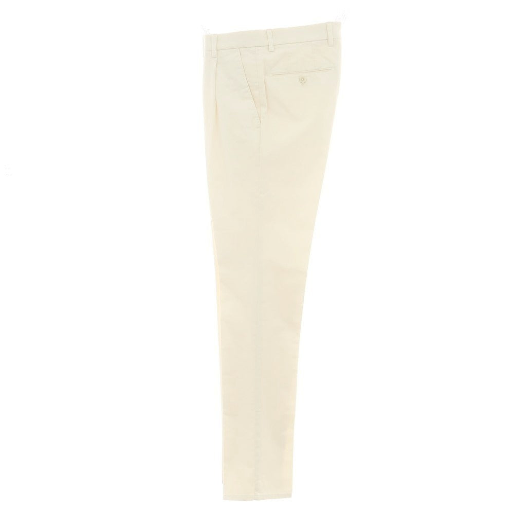 【新品アウトレット】ジーティーアー G.T.A FEDERICO SLIM ストレッチコットン ワンプリーツスラックスパンツ クリーム【 48 】【 状態ランクN- 】【 メンズ 】
