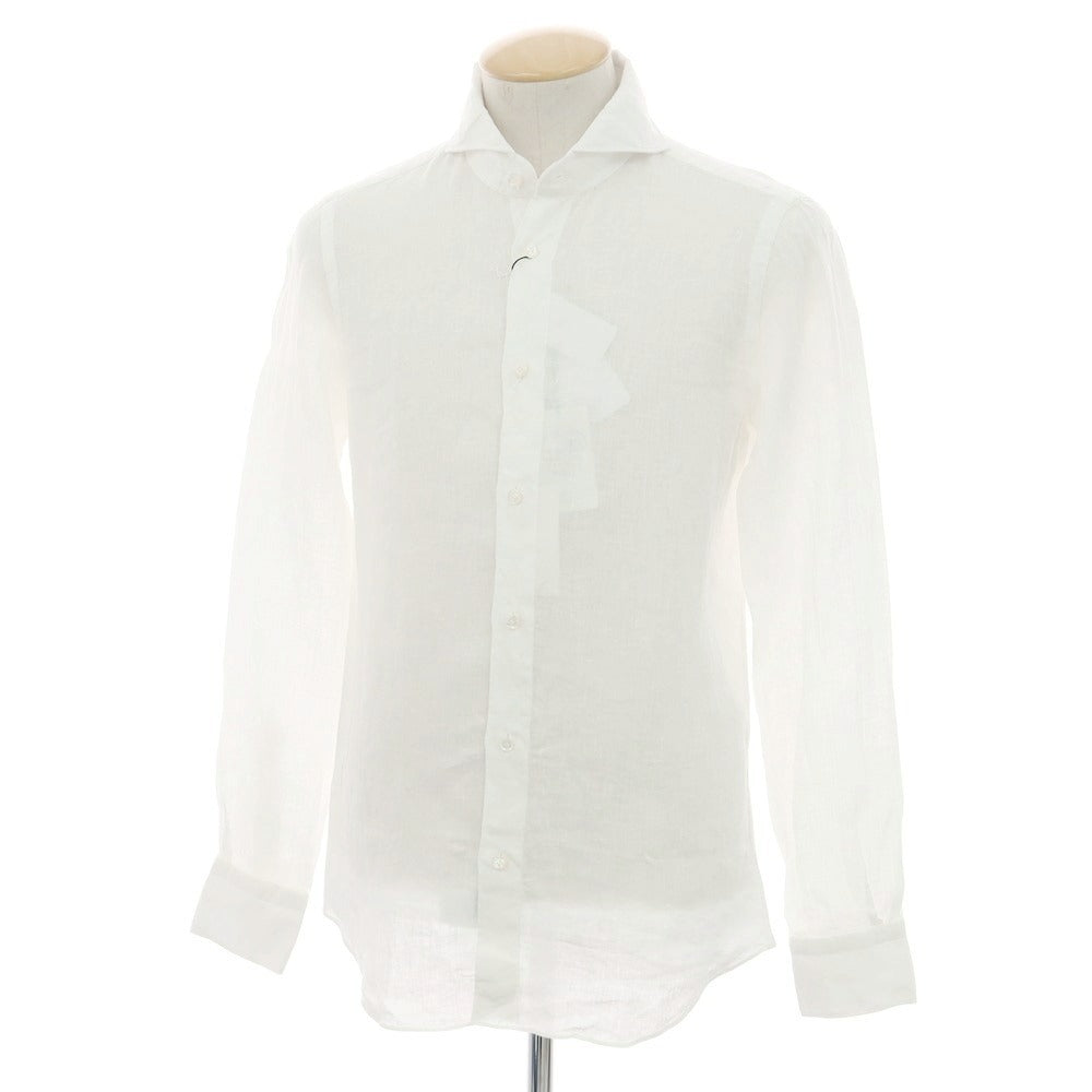 【新品】フィナモレ Finamore SERGIO リネン カッタウェイシャツ ホワイト【 S 】【 状態ランクN 】【 メンズ 】