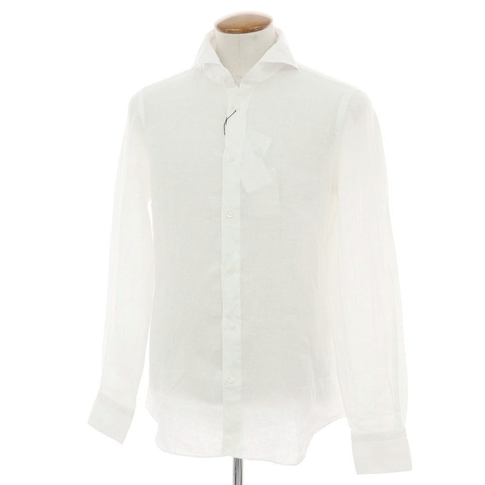 【新品】フィナモレ Finamore SERGIO リネン カッタウェイシャツ ホワイト【 M 】【 状態ランクN 】【 メンズ 】