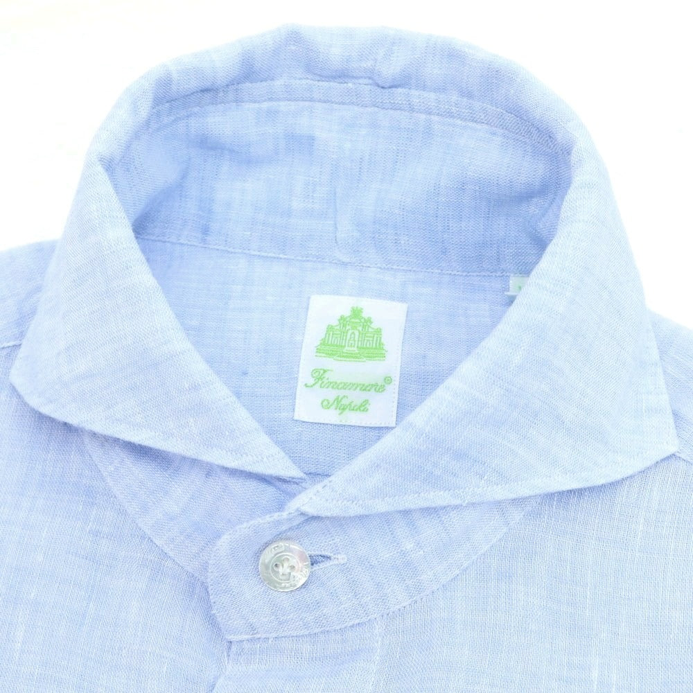 【新品】フィナモレ Finamore SERGIO リネン カッタウェイシャツ サックス【 XS 】【 状態ランクN 】【 メンズ 】