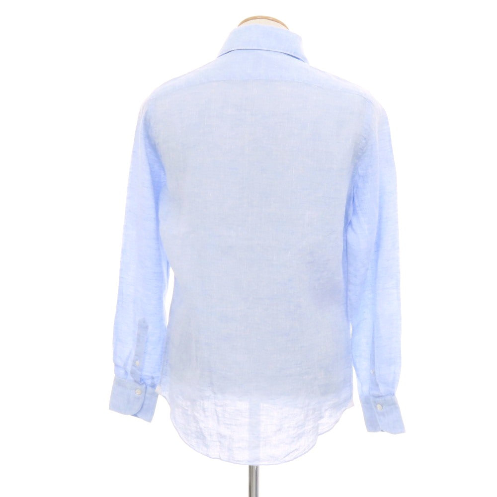【新品】フィナモレ Finamore SERGIO リネン カッタウェイ カジュアルシャツ ライトブルー【 S 】【 状態ランクN 】【 メンズ 】