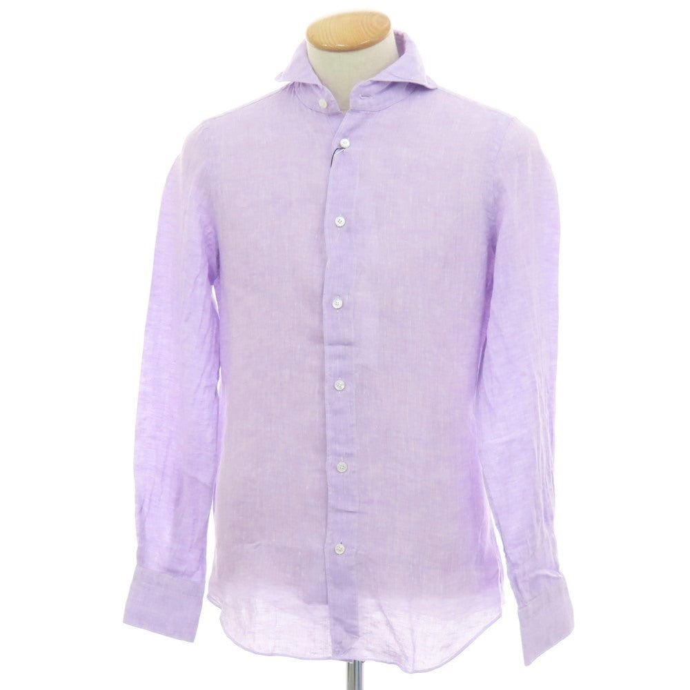 【新品】フィナモレ Finamore SERGIO リネン カッタウェイ カジュアルシャツ ラベンダー【 XS 】【 状態ランクN 】【 メンズ 】