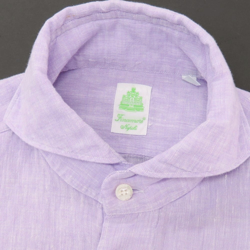 【新品】フィナモレ Finamore SERGIO リネン カッタウェイ カジュアルシャツ ラベンダー【 S 】【 状態ランクN 】【 メンズ 】