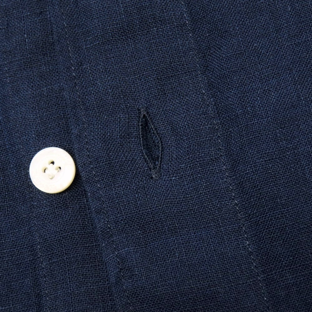 【新品】フィナモレ Finamore SERGIO リネン カッタウェイ カジュアルシャツ ネイビー【 XS 】【 状態ランクN 】【 メンズ 】