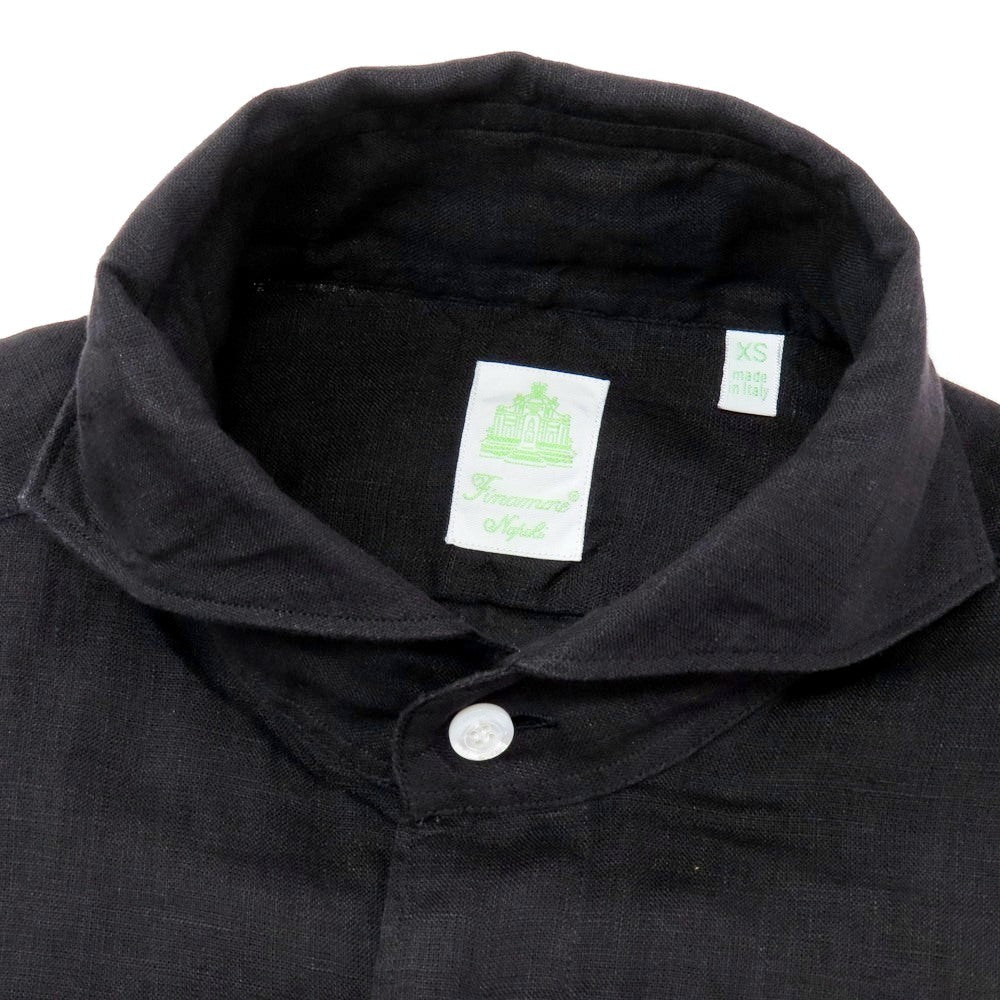 【新品】フィナモレ Finamore SERGIO リネン カッタウェイ カジュアルシャツ ブラック【 XS 】【 状態ランクN 】【 メンズ 】