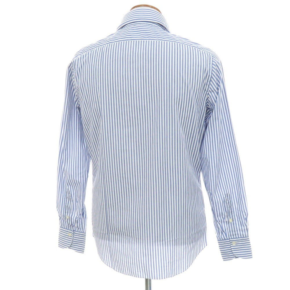 【新品】フィナモレ Finamore SERGIO ストライプ カッタウェイシャツ ネイビーxホワイト【 M 】【 状態ランクN 】【 メンズ 】