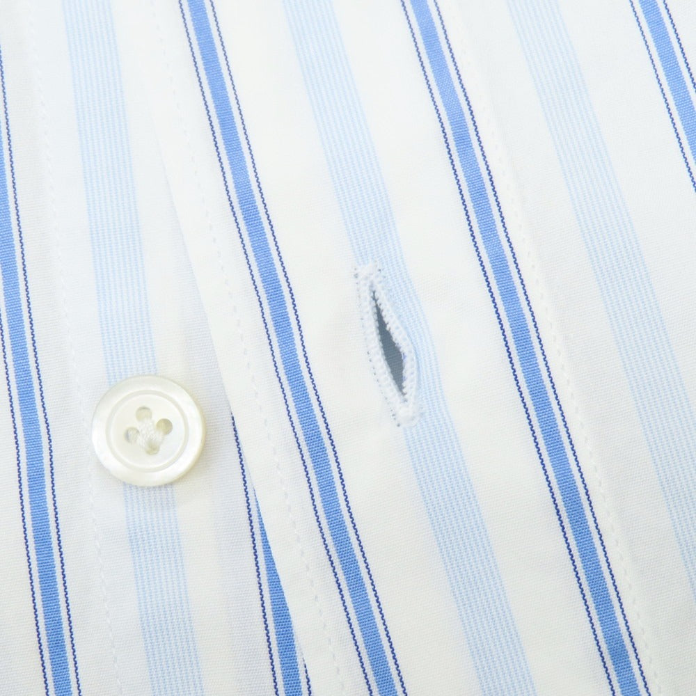 【新品】フィナモレ Finamore SERGIO ストライプ カッタウェイシャツ ブルーxホワイト【 XS 】【 状態ランクN 】【 メンズ 】