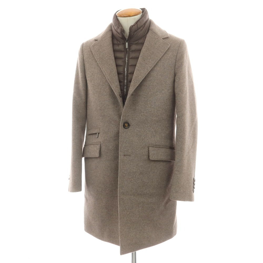 【中古】ムーレー MOORER HARRIS-LE ウールカシミヤ 2WAY チェスターフィールドコート グレージュ系【 46 】【 状態ランクA 】【 メンズ 】