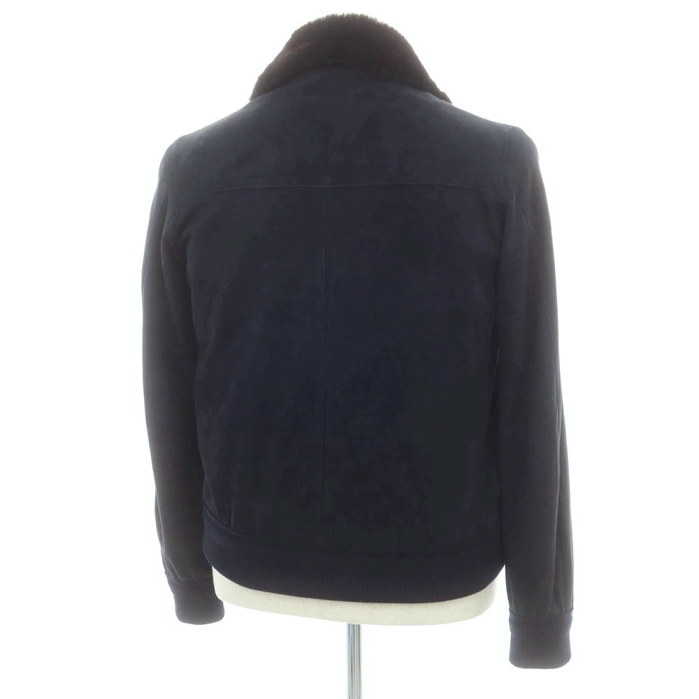 【中古】チンクアンタ Cinquanta ゴートスエード レザーブルゾン ダークネイビー【 50 】【 状態ランクA 】【 メンズ 】