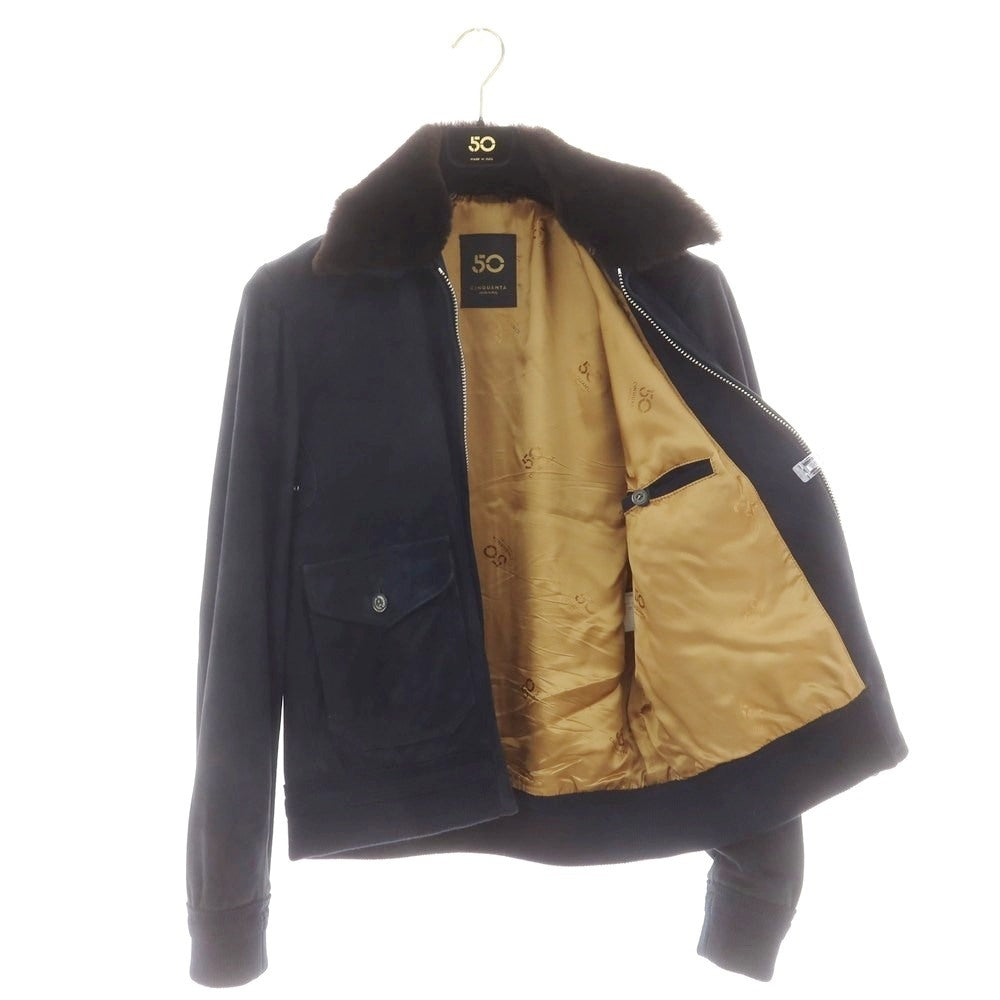 【中古】チンクアンタ Cinquanta ゴートスエード レザーブルゾン ダークネイビー【 50 】【 状態ランクA 】【 メンズ 】
