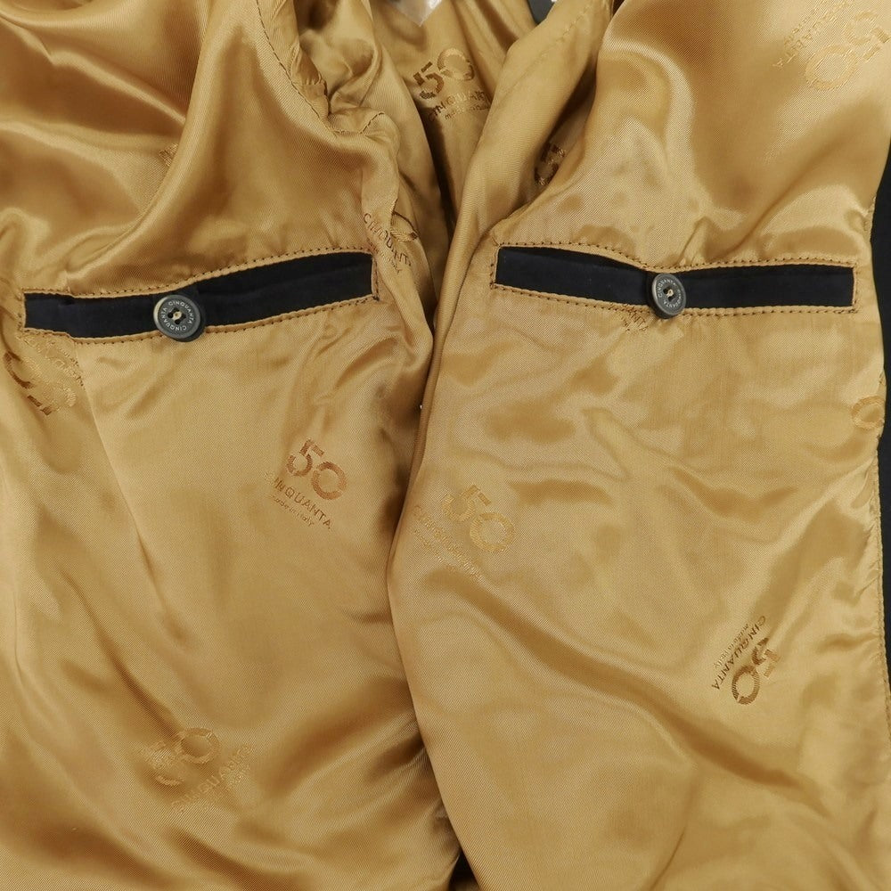 【中古】チンクアンタ Cinquanta ゴートスエード レザーブルゾン ダークネイビー【 50 】【 状態ランクA 】【 メンズ 】