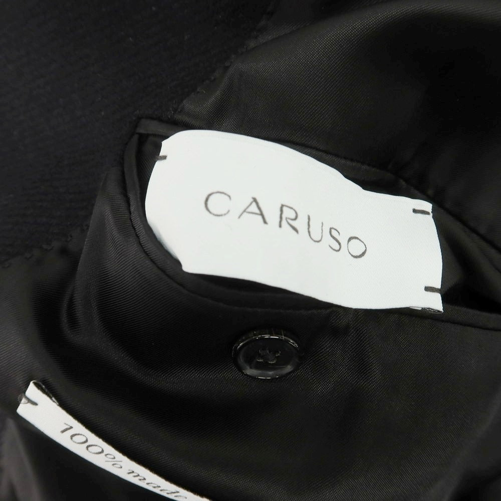 【中古】カルーゾ CARUSO SOVEREIGN別注 ツイルウール ダブルブレストコート ブラック【 表記なし(L位) 】【 状態ランクA 】【 メンズ 】