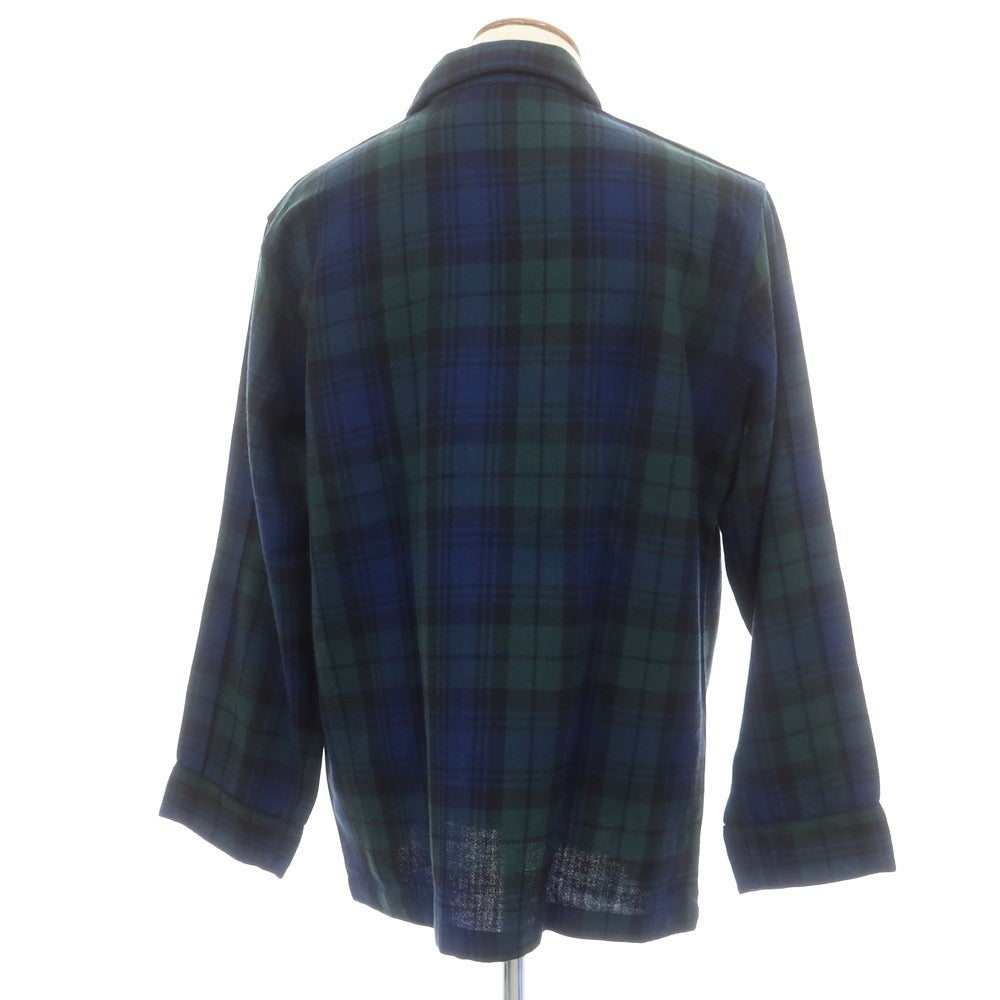 【中古】デレク ローズ Derek Rose ウール チェック パジャマシャツ グリーンxネイビーブルー【 M 】【 状態ランクA 】【 メンズ 】
