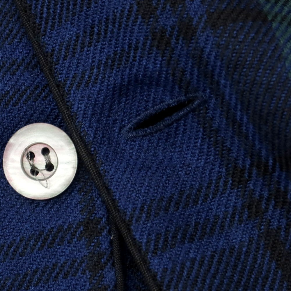 【中古】デレク ローズ Derek Rose ウール チェック パジャマシャツ グリーンxネイビーブルー【 M 】【 状態ランクA 】【 メンズ 】