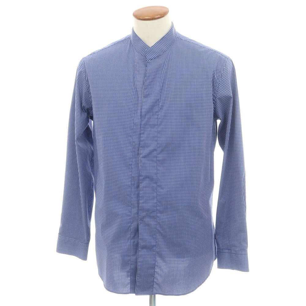 【中古】【未使用】アルマーニ コレッツォーニ ARMANI COLLEZIONI ストレッチ コットンナイロン チェック カジュアルシャツ ブルーxホワイト【 M 】【 状態ランクS 】【 メンズ 】