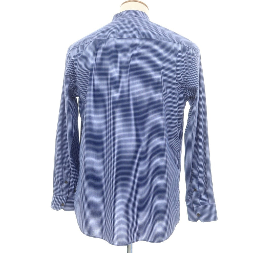 【中古】【未使用】アルマーニ コレッツォーニ ARMANI COLLEZIONI ストレッチ コットンナイロン チェック カジュアルシャツ ブルーxホワイト【 M 】【 状態ランクS 】【 メンズ 】