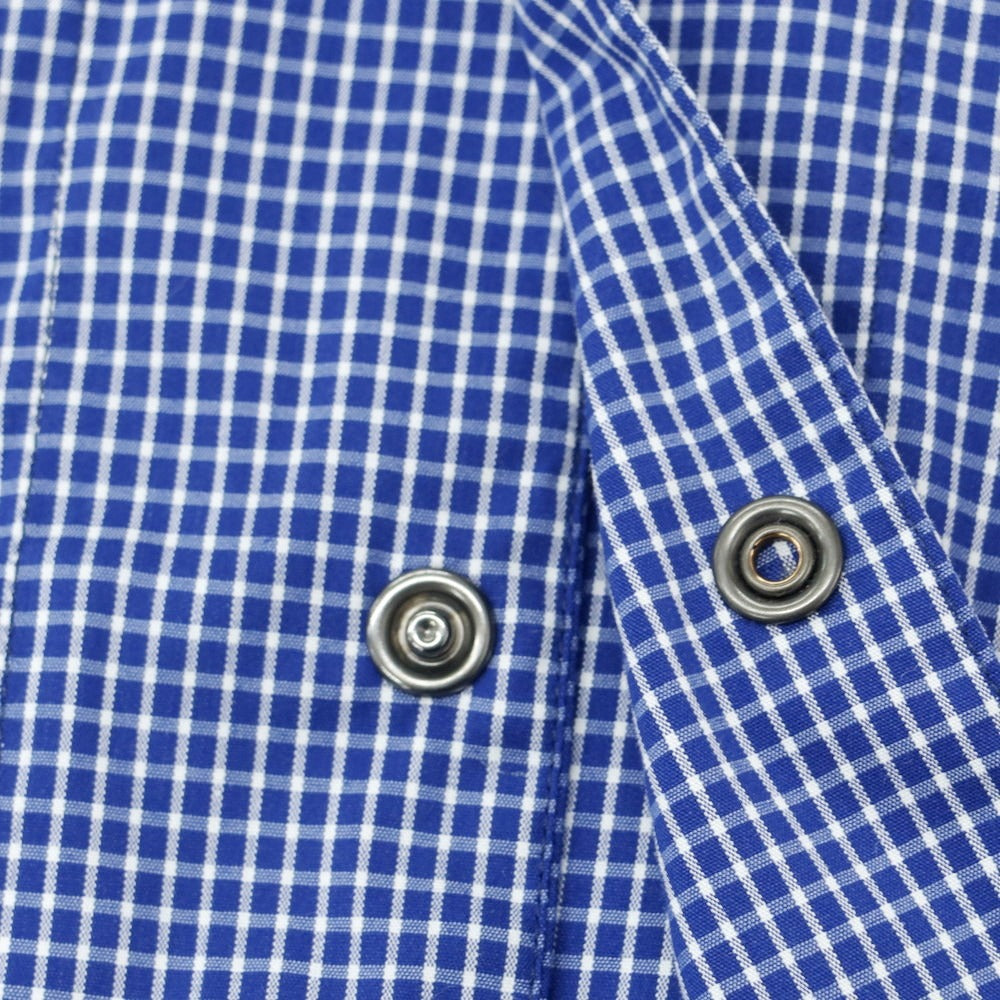 【中古】【未使用】アルマーニ コレッツォーニ ARMANI COLLEZIONI ストレッチ コットンナイロン チェック カジュアルシャツ ブルーxホワイト【 M 】【 状態ランクS 】【 メンズ 】