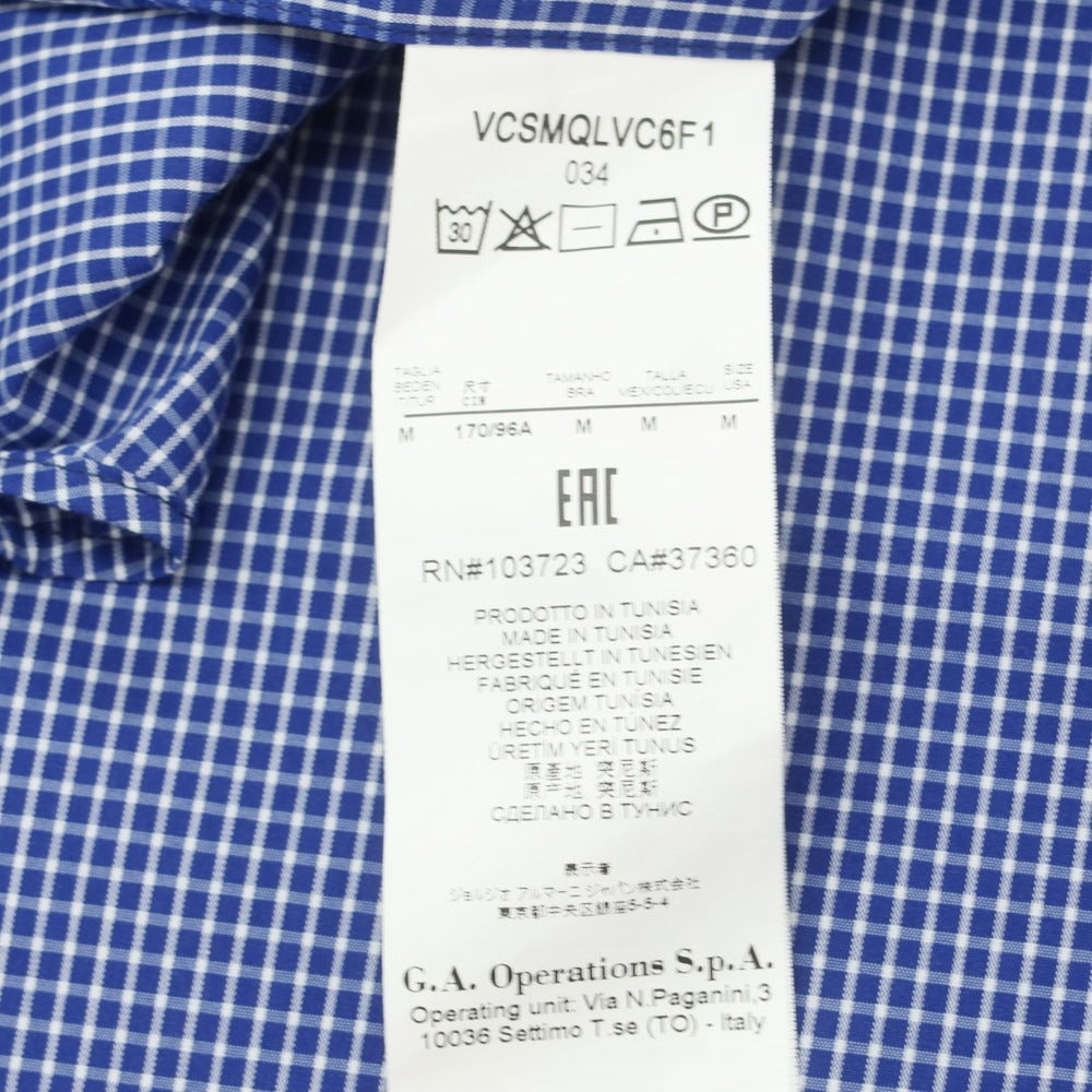 【中古】【未使用】アルマーニ コレッツォーニ ARMANI COLLEZIONI ストレッチ コットンナイロン チェック カジュアルシャツ ブルーxホワイト【 M 】【 状態ランクS 】【 メンズ 】