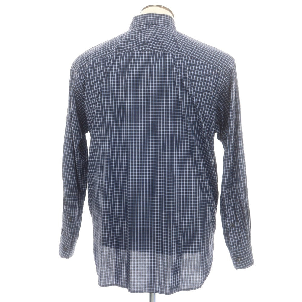 【中古】ダンヒル Dunhill コットン チェック ボタンダウン カジュアルシャツ ダークグレーxライトブルー【 XL 】【 状態ランクB 】【 メンズ 】