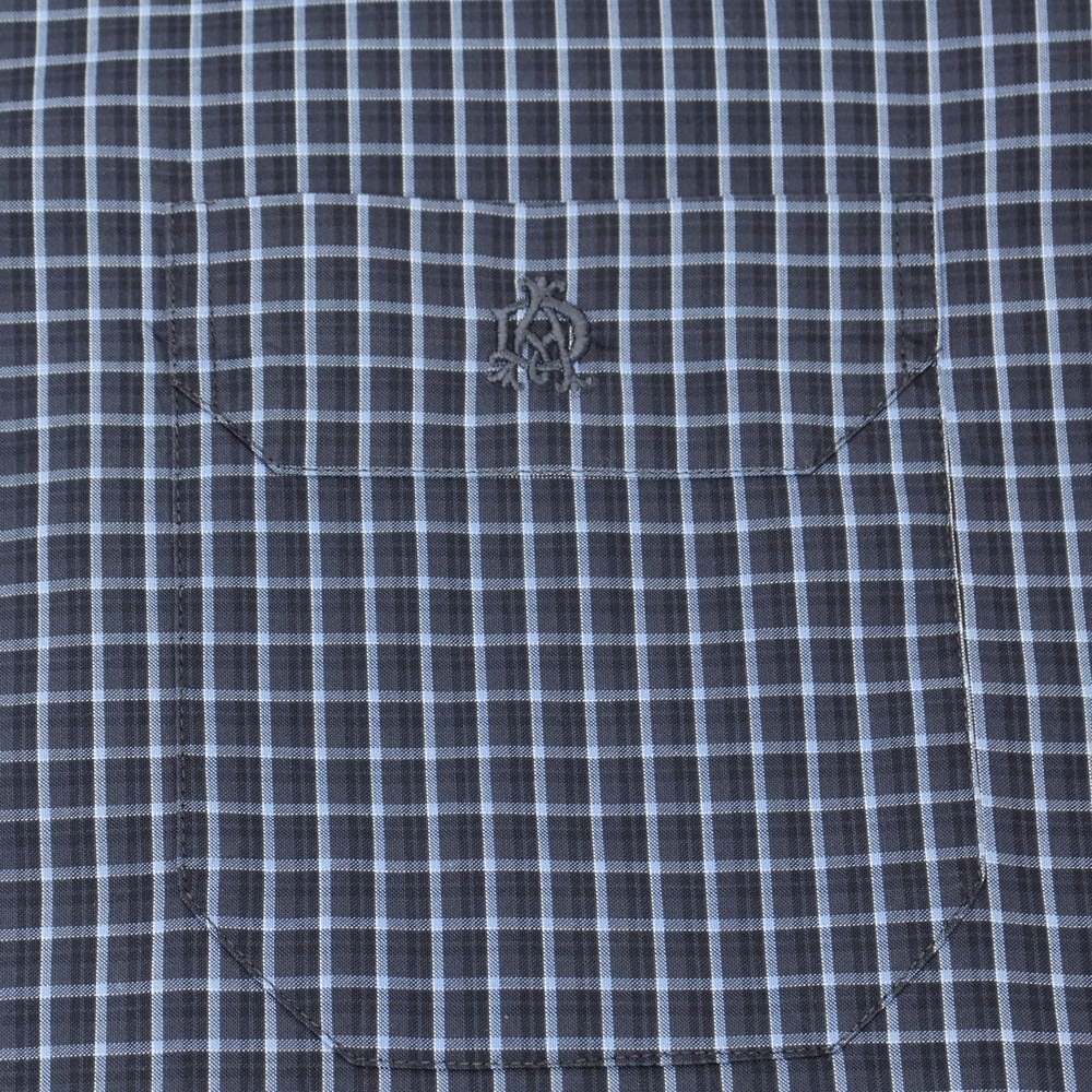 【中古】ダンヒル Dunhill コットン チェック ボタンダウン カジュアルシャツ ダークグレーxライトブルー【 XL 】【 状態ランクB 】【 メンズ 】