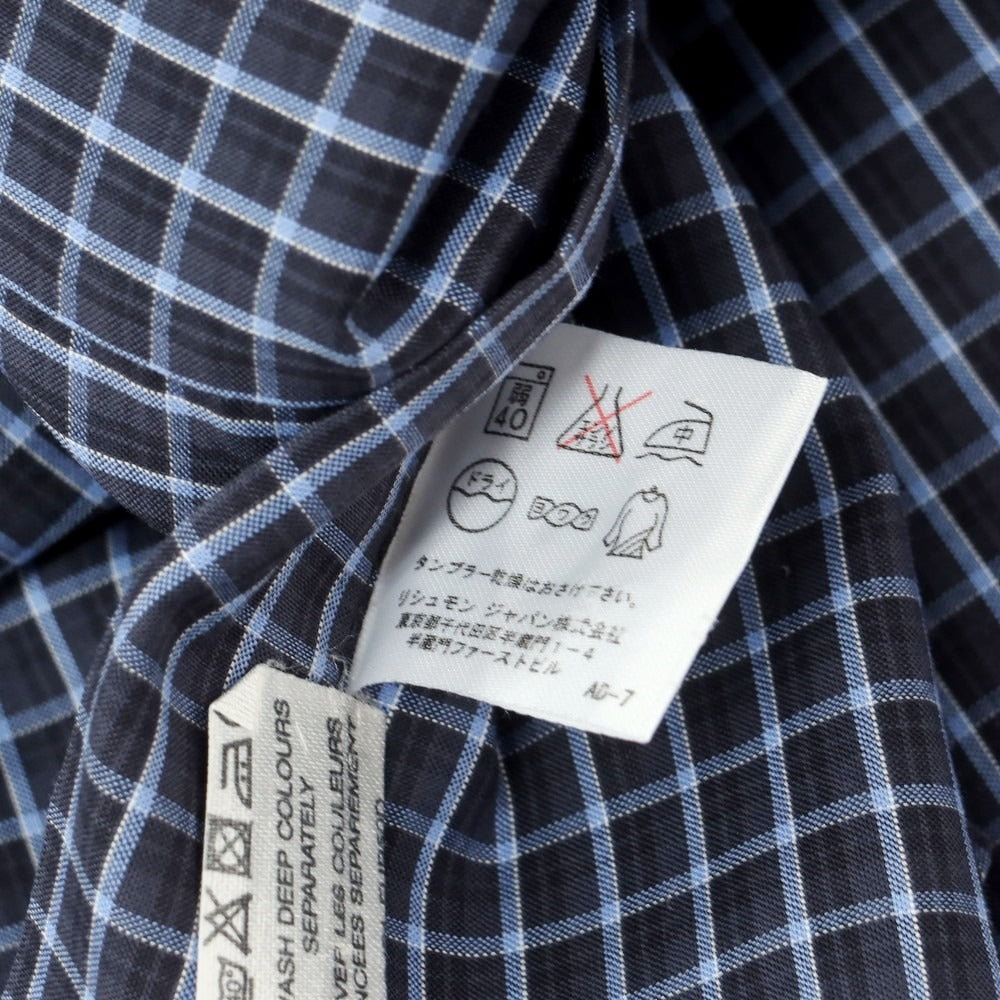 【中古】ダンヒル Dunhill コットン チェック ボタンダウン カジュアルシャツ ダークグレーxライトブルー【 XL 】【 状態ランクB 】【 メンズ 】