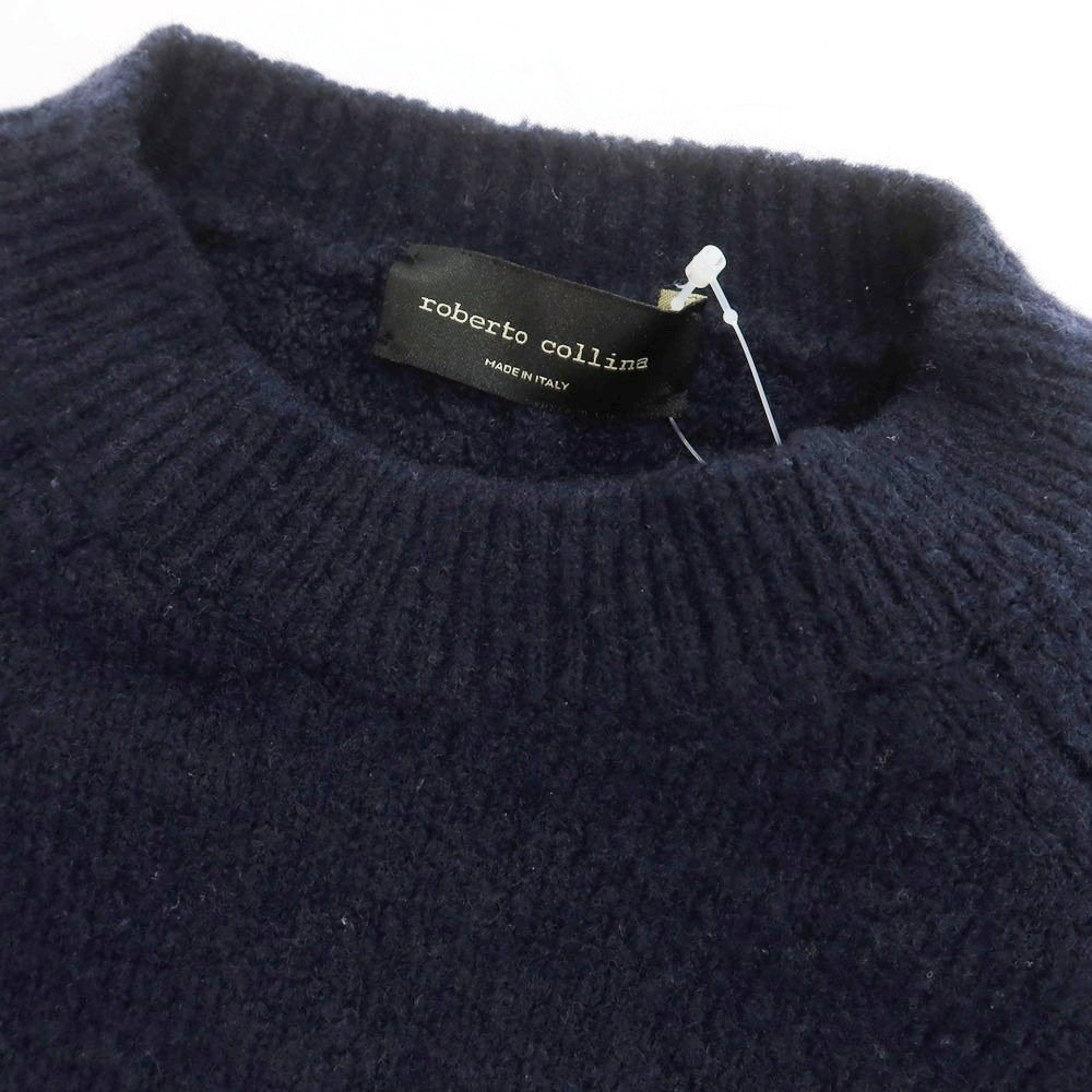 【中古】ロベルトコリーナ ROBERTO COLLINA ウールナイロン クルーネック プルオーバーニット ネイビー【 表記なし(M位) 】【 状態ランクB 】【 メンズ 】