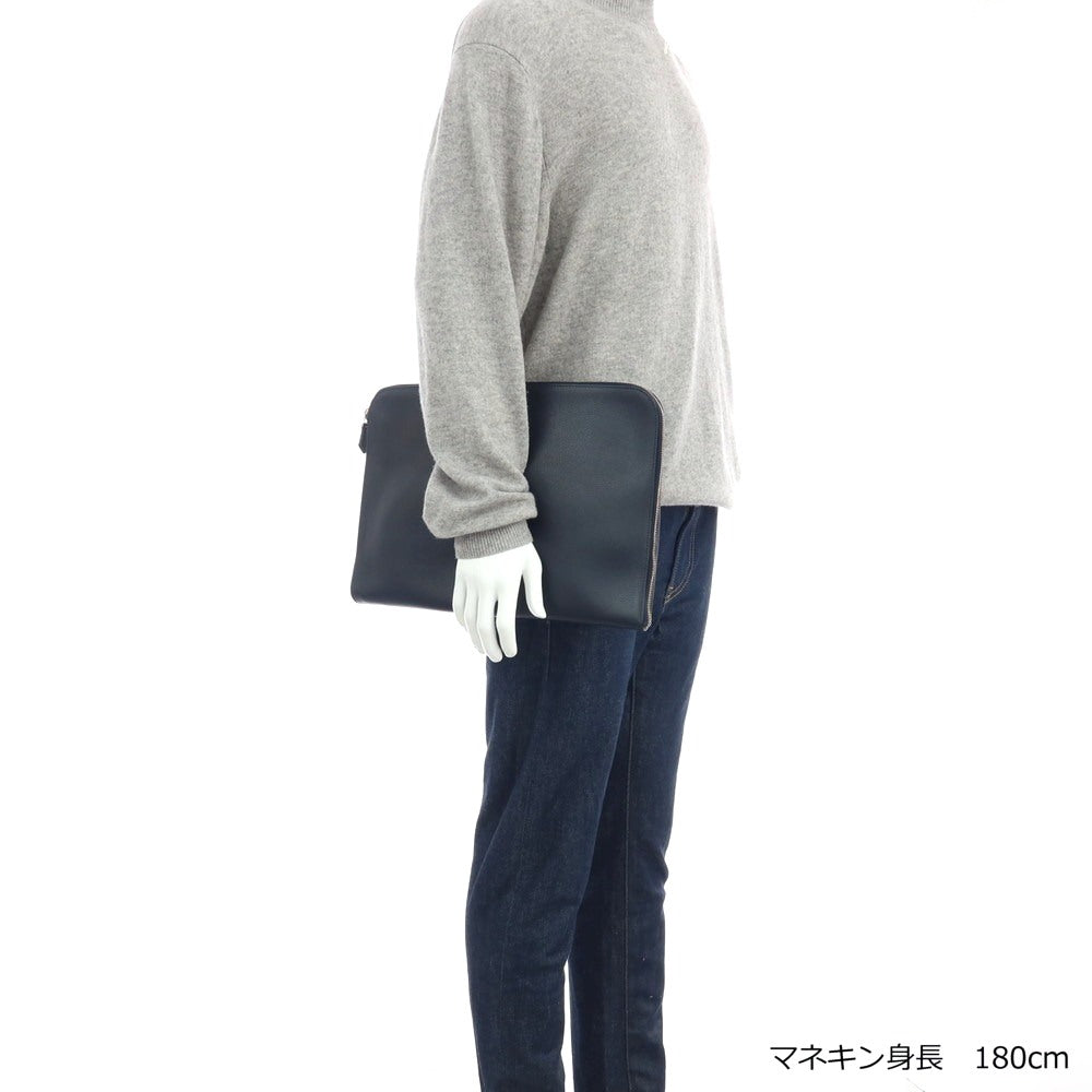 【中古】シセイ Cisei レザ- クラッチバッグ ダークネイビー【 状態ランクC 】【 メンズ 】