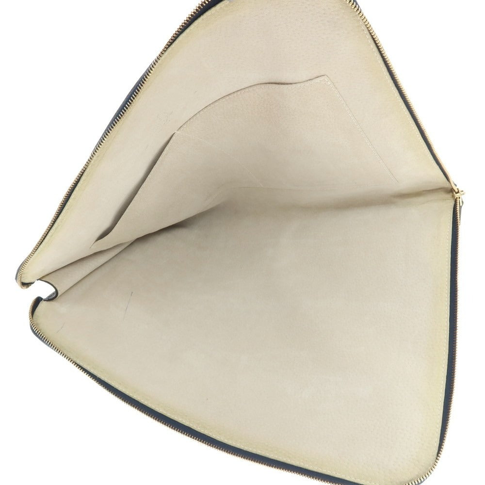 【中古】シセイ Cisei レザ- クラッチバッグ ダークネイビー【 状態ランクC 】【 メンズ 】