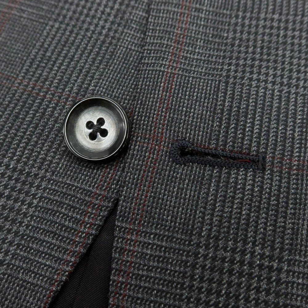 【中古】ダーバン D’URBAN ウール チェック 2つボタンスーツ ダークグレーxレッド【 AB4 】【 状態ランクC 】【 メンズ 】