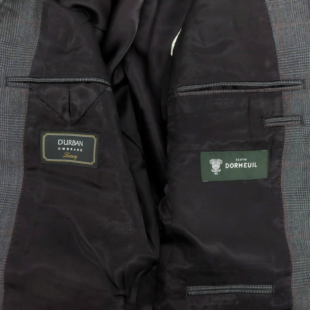 【中古】ダーバン D’URBAN ウール チェック 2つボタンスーツ ダークグレーxレッド【 AB4 】【 状態ランクC 】【 メンズ 】