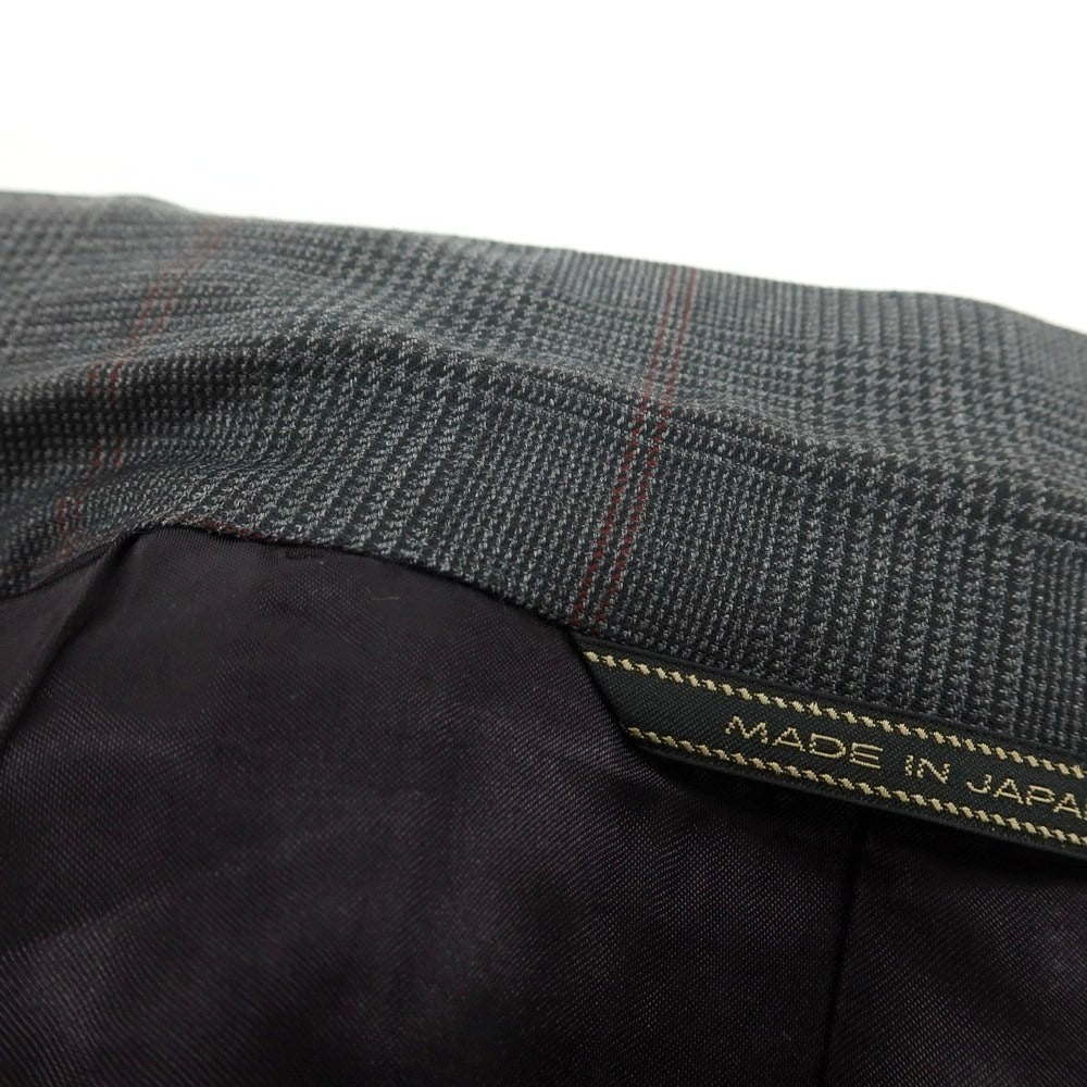 【中古】ダーバン D’URBAN ウール チェック 2つボタンスーツ ダークグレーxレッド【 AB4 】【 状態ランクC 】【 メンズ 】