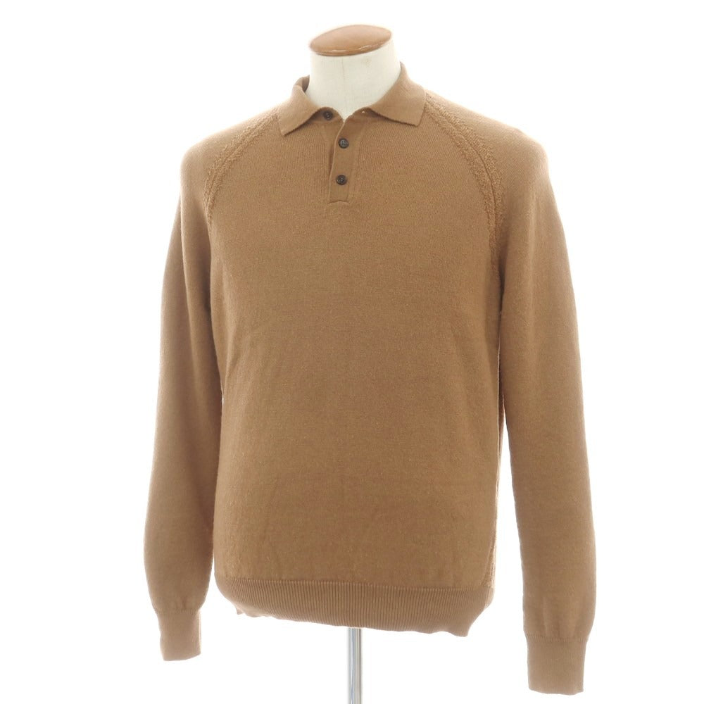【中古】ロベルトコリーナ ROBERTO COLLINA ウールナイロン 長袖 ポロニット ブラウン【 表記なし(M位) 】【 状態ランクB 】【 メンズ 】