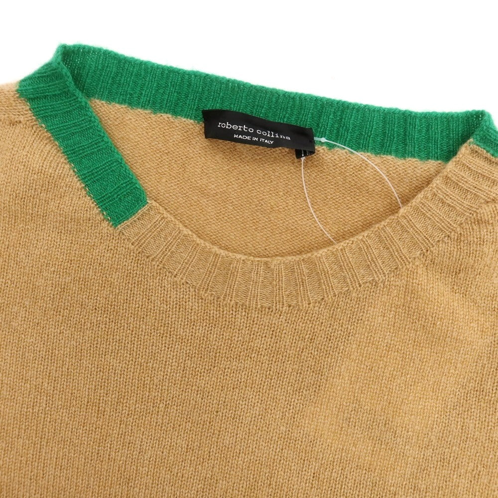 【中古】ロベルトコリーナ ROBERTO COLLINA カシミヤ クルーネック プルオーバーニット ベージュ【 表記なし(M位) 】【 状態ランクB 】【 メンズ 】