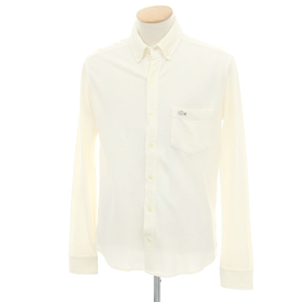 【中古】ラコステ LACOSTE コットンリネン 鹿の子 ボタンダウン カジュアルシャツ クリーム【 3 】【 状態ランクC 】【 メンズ 】