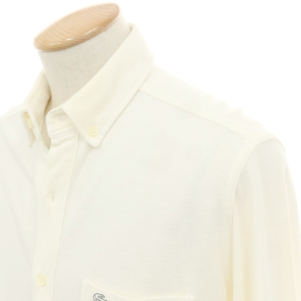 【中古】ラコステ LACOSTE コットンリネン 鹿の子 ボタンダウン カジュアルシャツ クリーム【 3 】【 状態ランクC 】【 メンズ 】