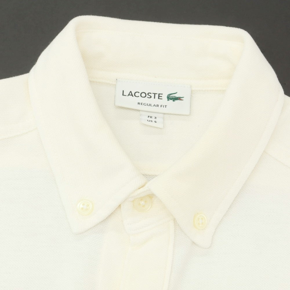 【中古】ラコステ LACOSTE コットンリネン 鹿の子 ボタンダウン カジュアルシャツ クリーム【 3 】【 状態ランクC 】【 メンズ 】