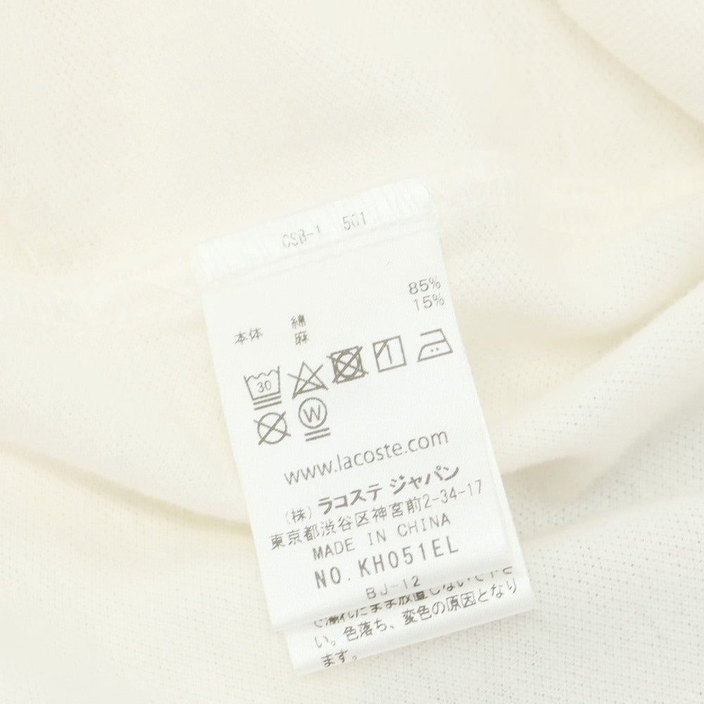 【中古】ラコステ LACOSTE コットンリネン 鹿の子 ボタンダウン カジュアルシャツ クリーム【 3 】【 状態ランクC 】【 メンズ 】