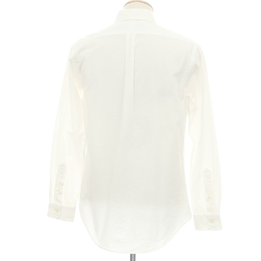 【中古】ラルフローレン RALPH LAUREN コットン シアサッカー ストライプ ボタンダウン カジュアルシャツ ホワイト【 S 】【 状態ランクB 】【 メンズ 】
