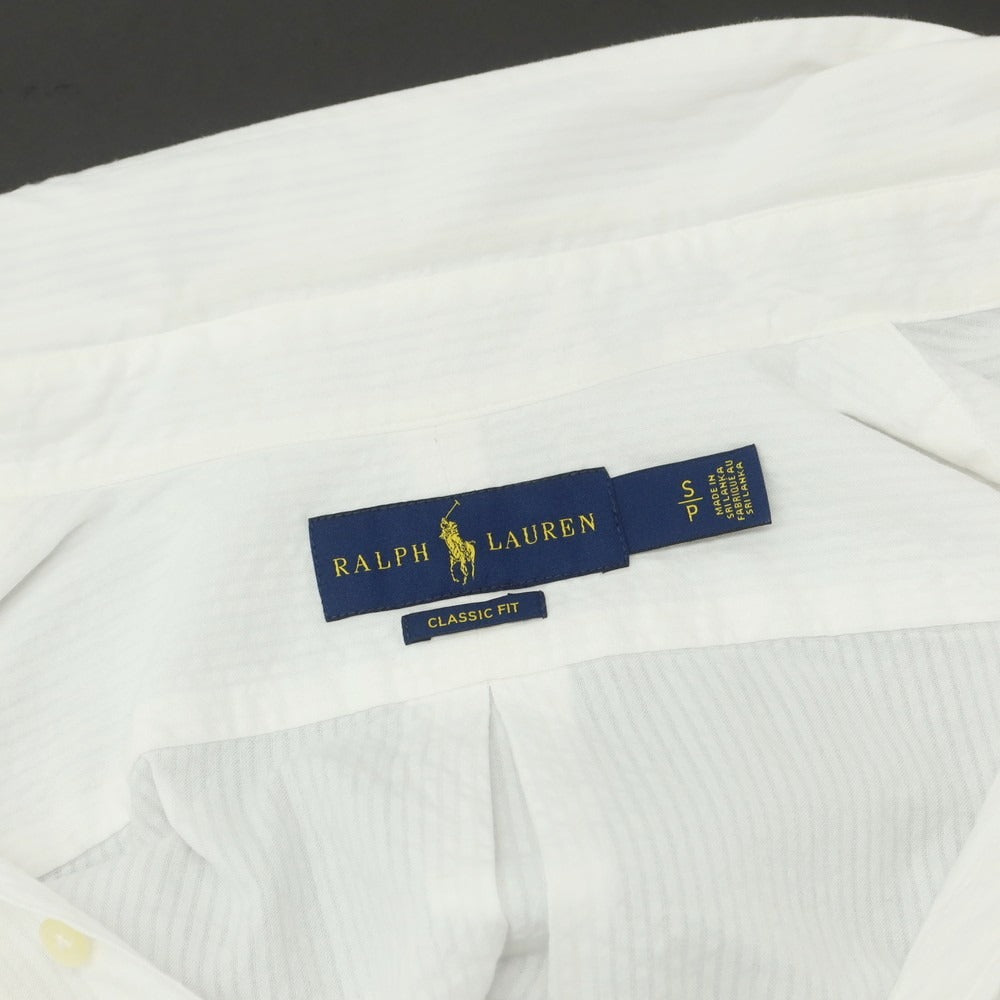 【中古】ラルフローレン RALPH LAUREN コットン シアサッカー ストライプ ボタンダウン カジュアルシャツ ホワイト【 S 】【 状態ランクB 】【 メンズ 】