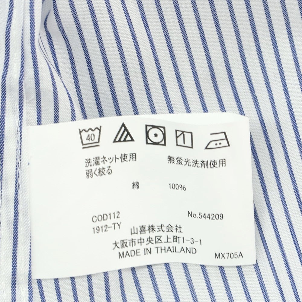 【中古】【未使用】チョーヤ CHOYA コットン ストライプ ボタンダウン ドレスシャツ ホワイトxネイビー【 39-78 】【 状態ランクS 】【 メンズ 】