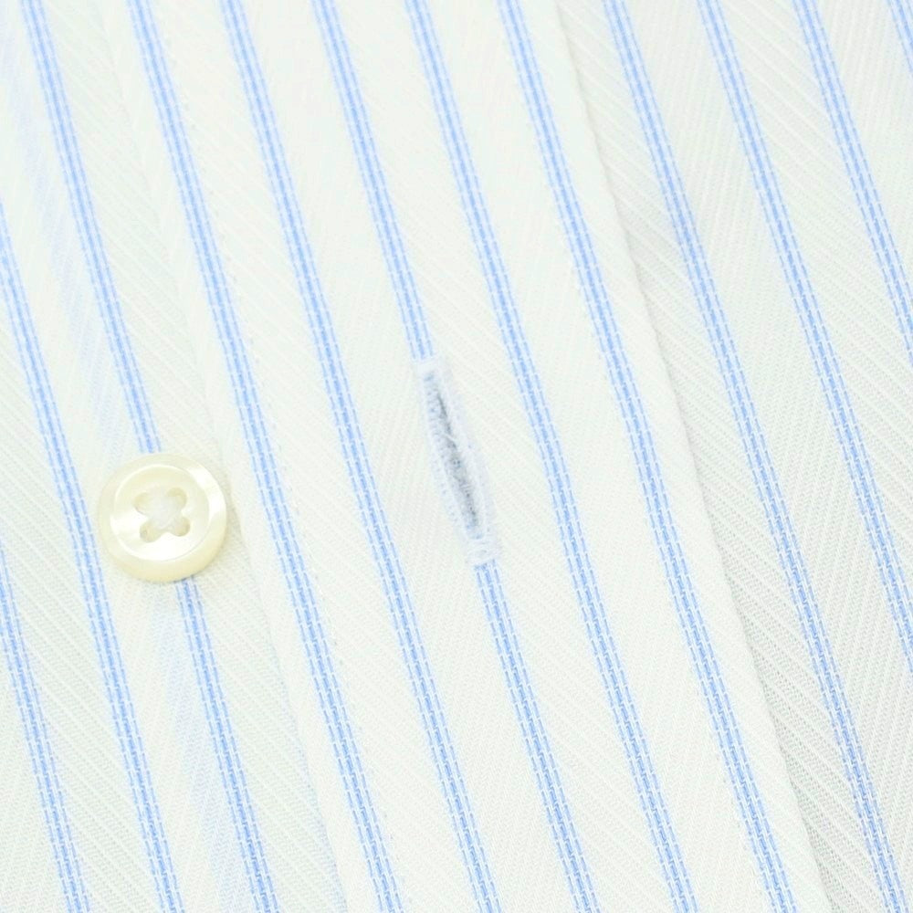 【中古】【未使用】チョーヤ CHOYA コットン ストライプ ボタンダウン ドレスシャツ ホワイトxブルー【 39-78 】【 状態ランクS 】【 メンズ 】