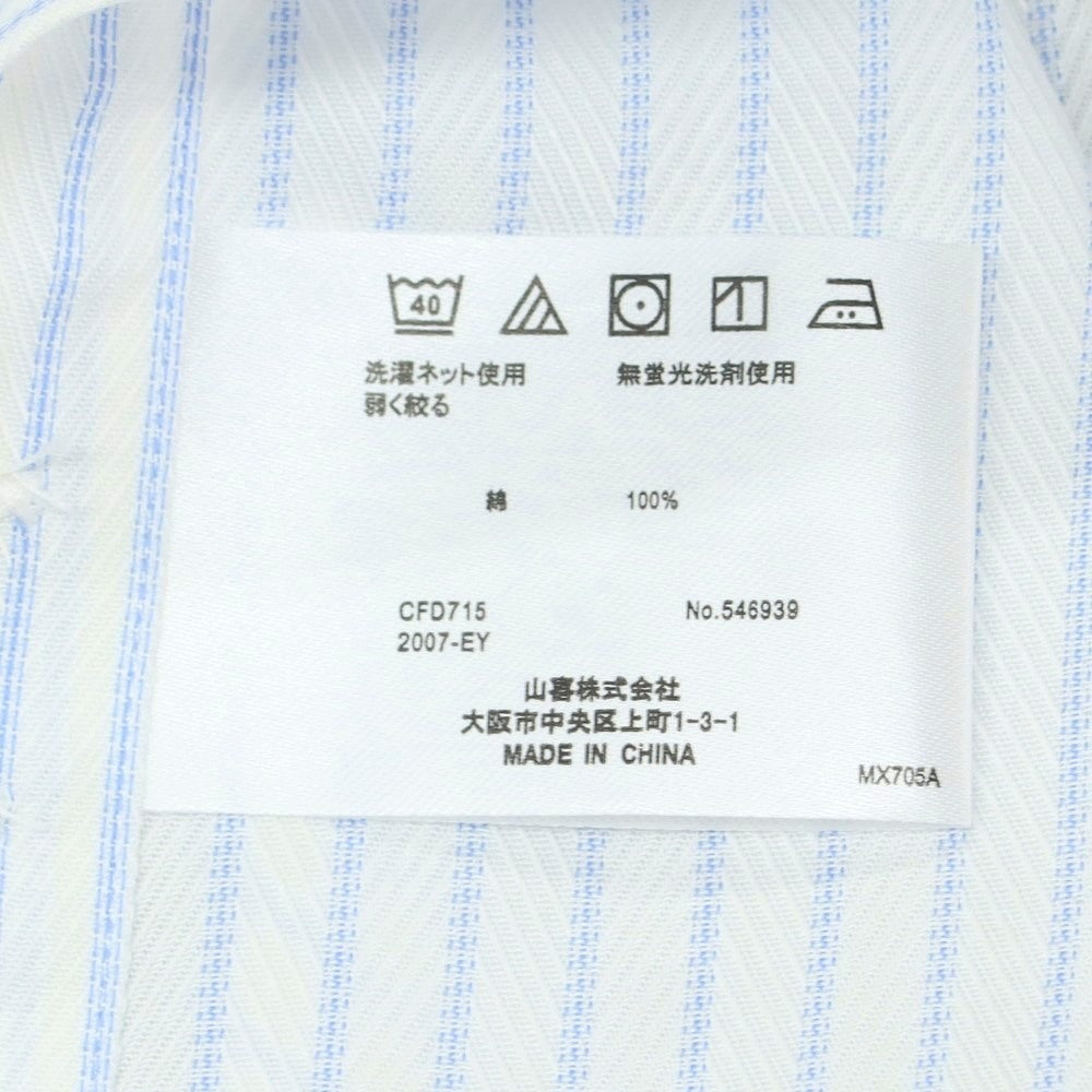 【中古】【未使用】チョーヤ CHOYA コットン ストライプ ボタンダウン ドレスシャツ ホワイトxブルー【 39-78 】【 状態ランクS 】【 メンズ 】