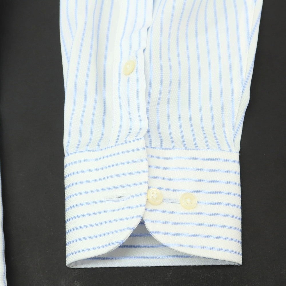【中古】【未使用】チョーヤ CHOYA コットン ストライプ ボタンダウン ドレスシャツ ホワイトxブルー【 39-78 】【 状態ランクS 】【 メンズ 】