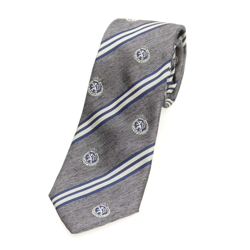 【中古】アルテア Altea シルクコットン クレスト ストライプ柄ネクタイ グレーxネイビー【 状態ランクB 】【 メンズ 】