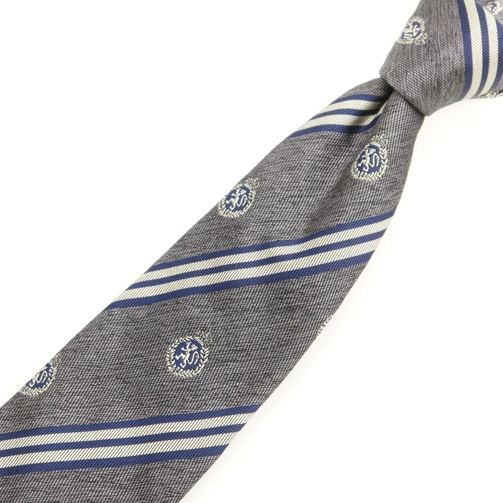 【中古】アルテア Altea シルクコットン クレスト ストライプ柄ネクタイ グレーxネイビー【 状態ランクB 】【 メンズ 】