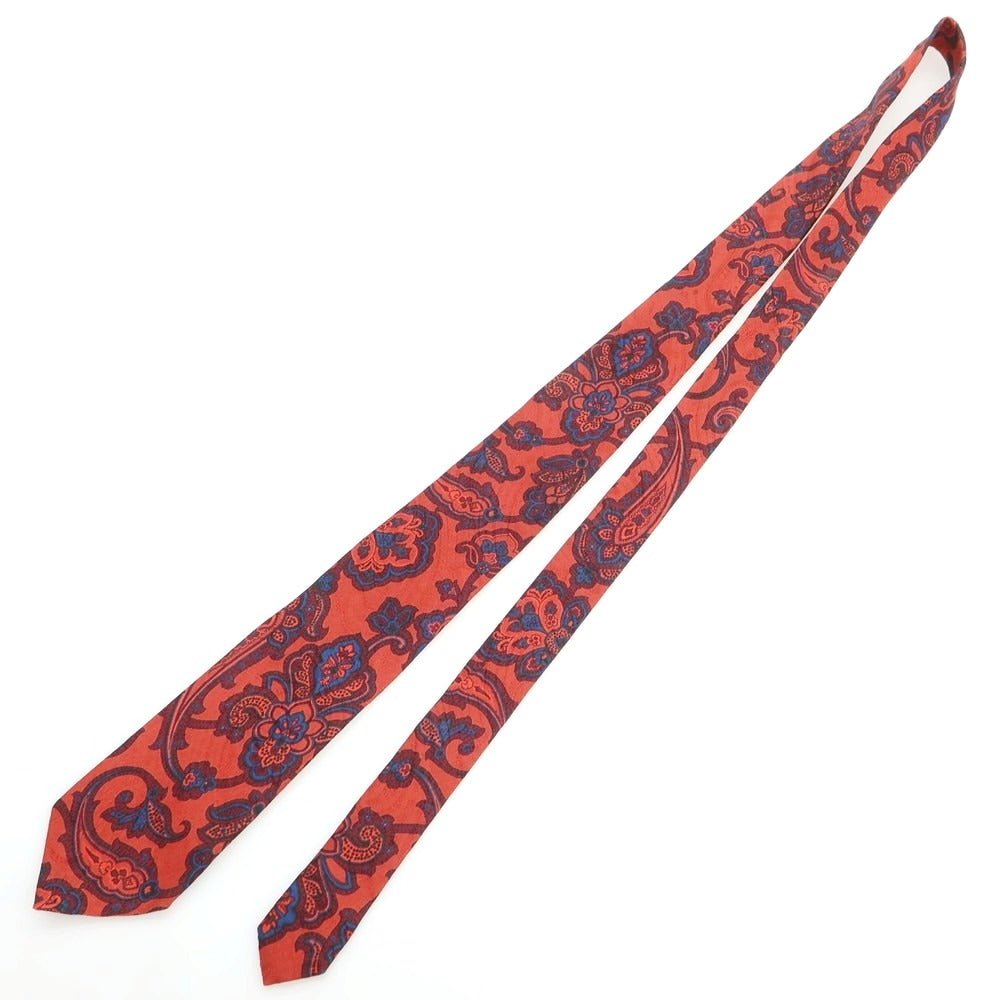 【中古】エトロ ETRO シルク ペイズリー柄ネクタイ レッドxブルー【 状態ランクB 】【 メンズ 】